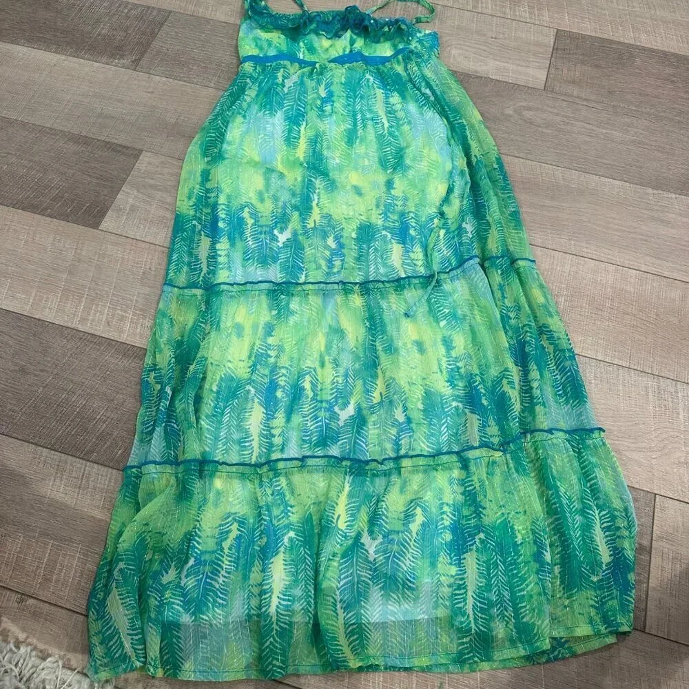 JUSTICE GIRLS SIZE 14 GREEN MAXI LONG DRESS